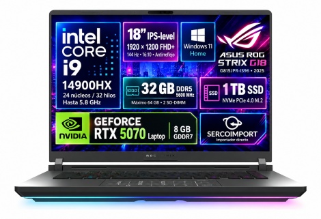 Anúncio neon do ASUS ROG Strix G18